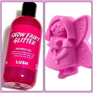 S💖LE LUSH 2 PC SET Snow Fairy GLITTER BODY WASH Shower Gel,and GROOVY ANGEL BOMB
